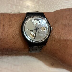 Swatch Black and Silver watch automatic